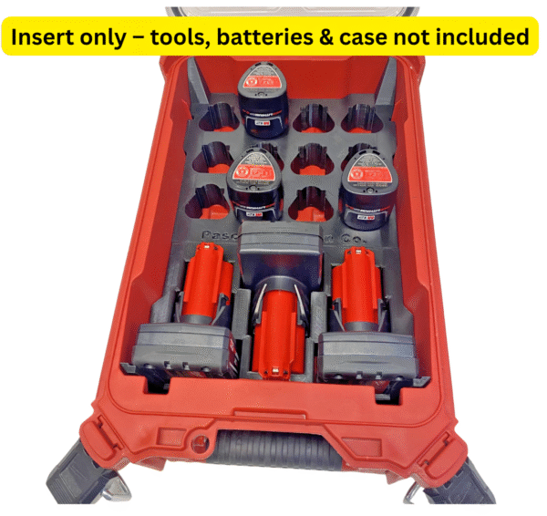 Packout Insert Fits Milwaukee M12 Batteries Holds 12 Compact and 3 XC Battery Packs