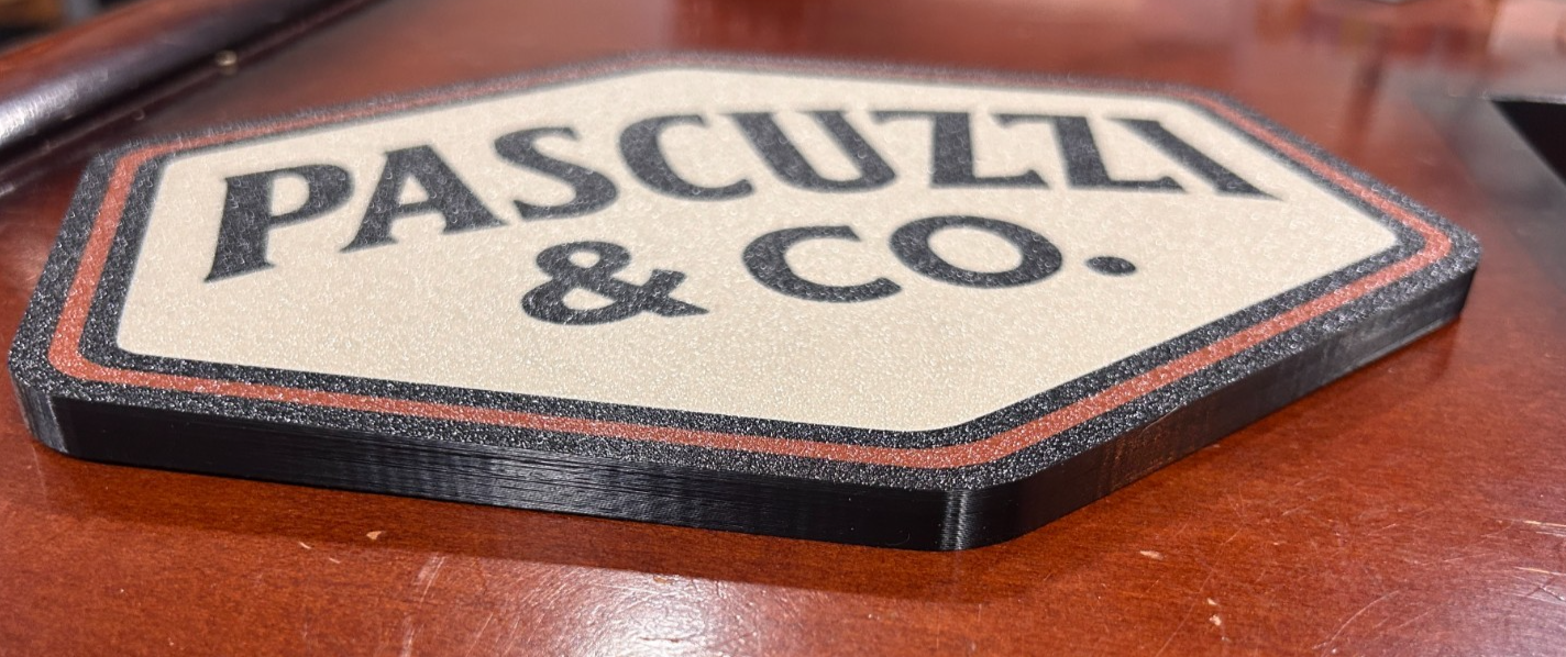 Pascuzzi & Co. Wall Sign – 3D Printed PETG Logo Plaque (8¾″ Wide) - Image 2