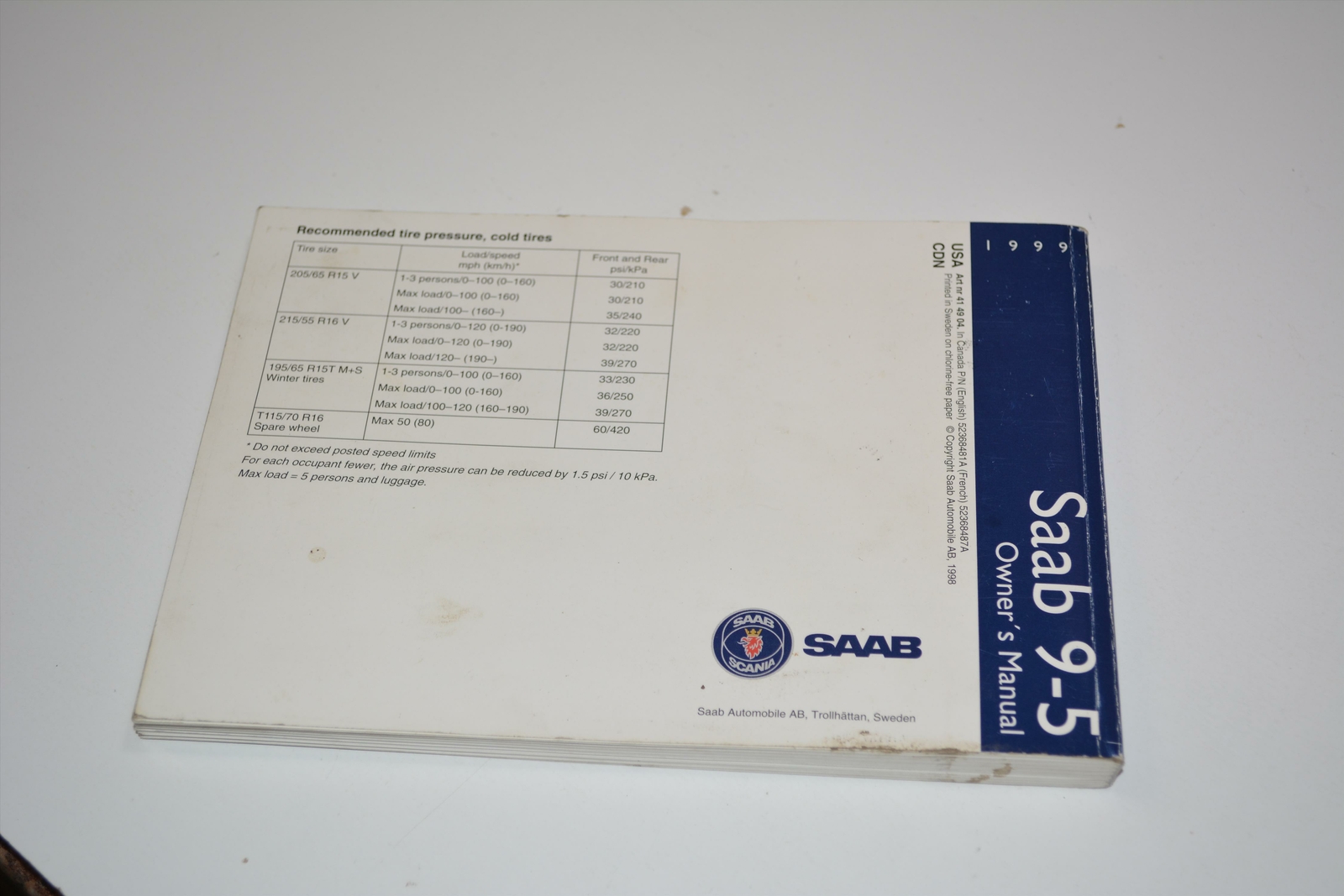 1999 Saab 9-5 Owners Manual Book Guide - Image 4