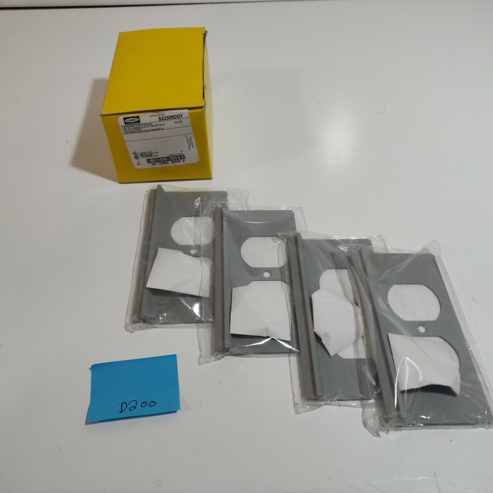 LOT OF 4 Hubbell SS2309DGY 2" DUPLEX RECEPTACLE Fire Rated Poke Through