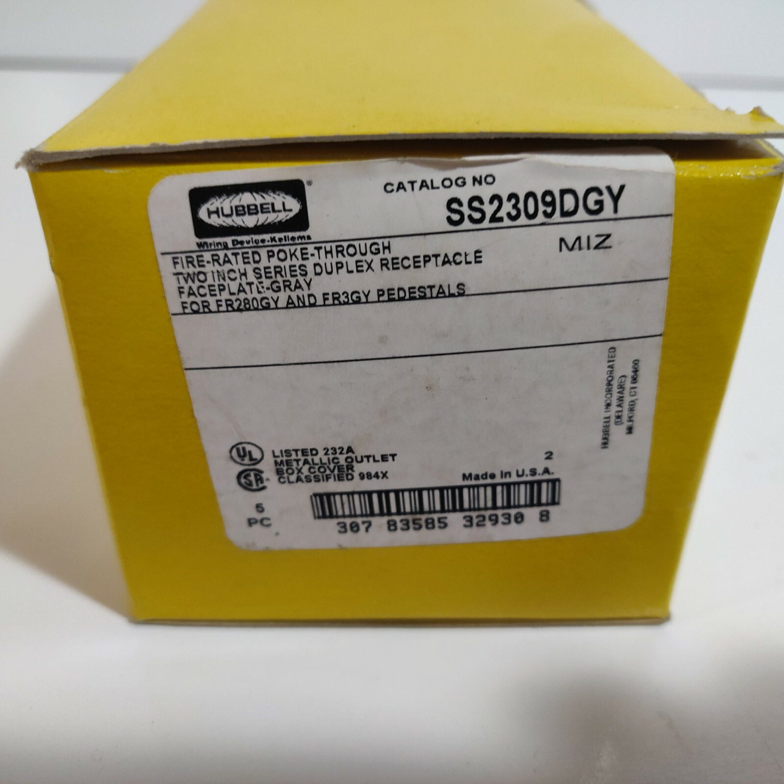 LOT OF 4 Hubbell SS2309DGY 2" DUPLEX RECEPTACLE Fire Rated Poke Through - Image 5