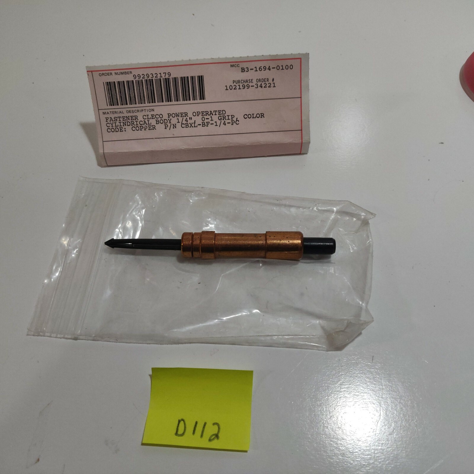 Omega Technologies CBXL-BF1/4 Long CBXL 0-1'' Grip Cylindrical Body Clecos (D112