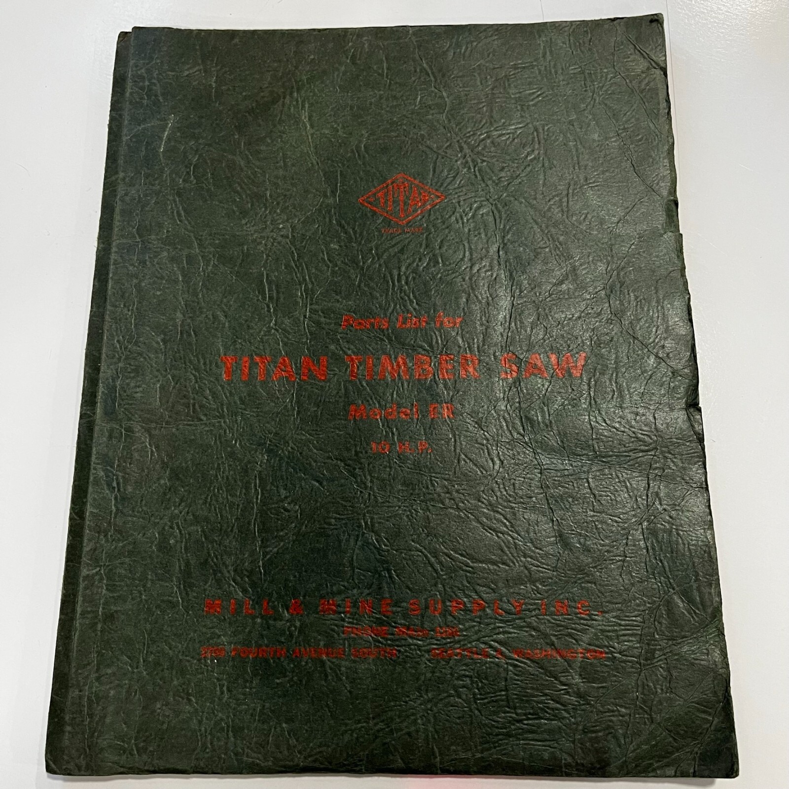 ANTIQUE Titan Timber Saw MODEL ER 10 HP parts catalog manual - Image 5